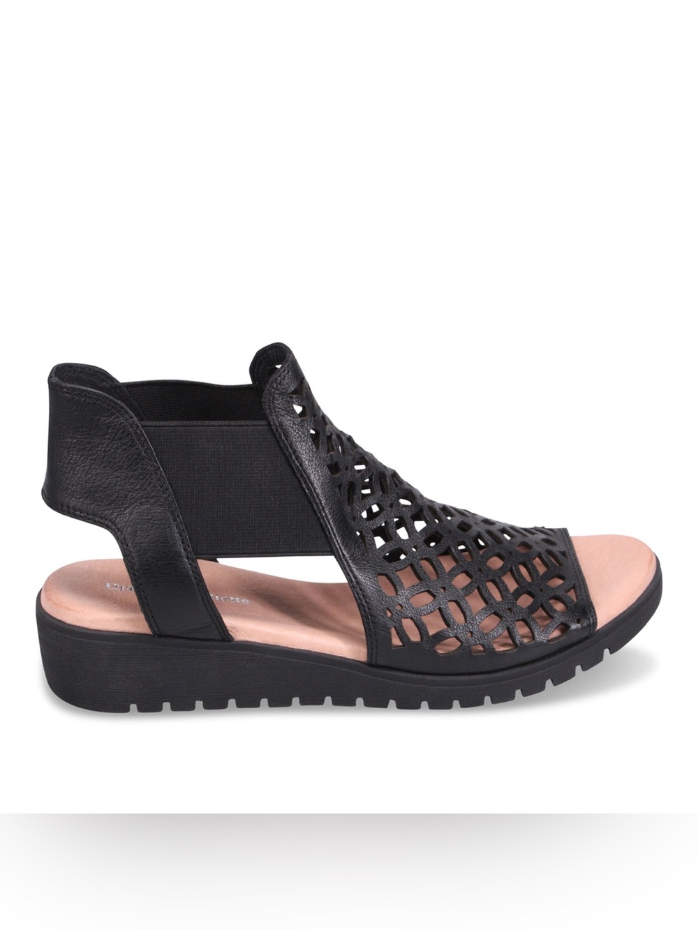 Django + Juliette - Montaen Wedge Sandal in Black Leather. 39 = 8.5